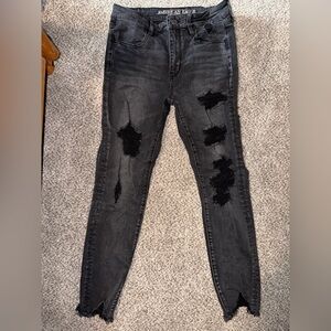 American Eagle Outfitters Black Distressed Jeggings